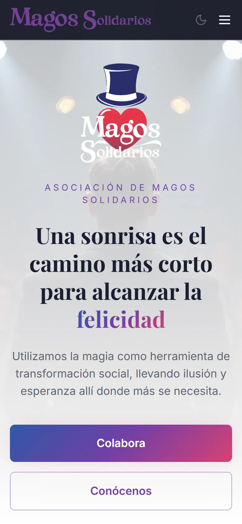 La misma web de la asociación en un móvil.