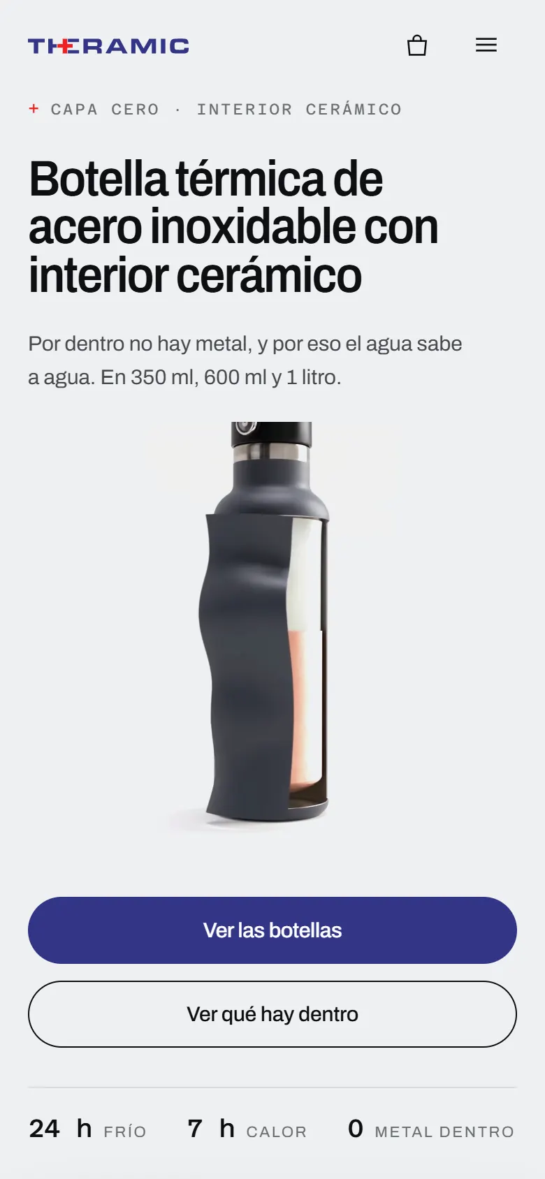 La misma tienda de botellas en un móvil.